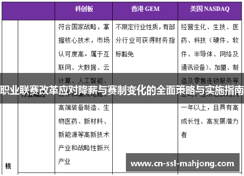 职业联赛改革应对降薪与赛制变化的全面策略与实施指南